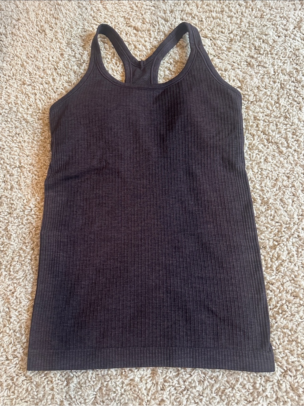 lululemon athletica Brown Ribbed Racerback Tank Size 4 Like New